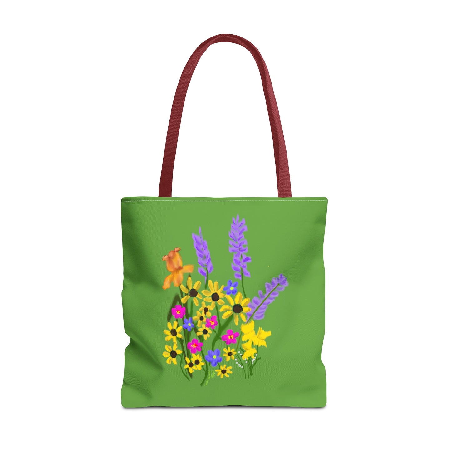 Scribbles Wildflowers - Green - Tote Bag (AOP)