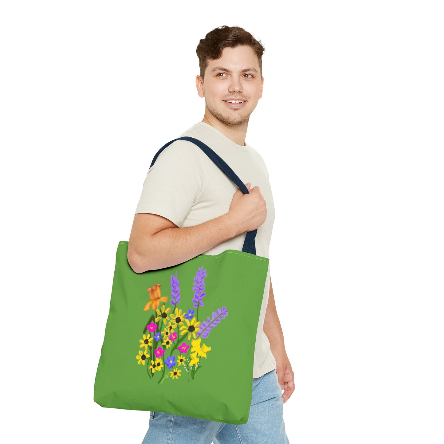 Scribbles Wildflowers - Green - Tote Bag (AOP)