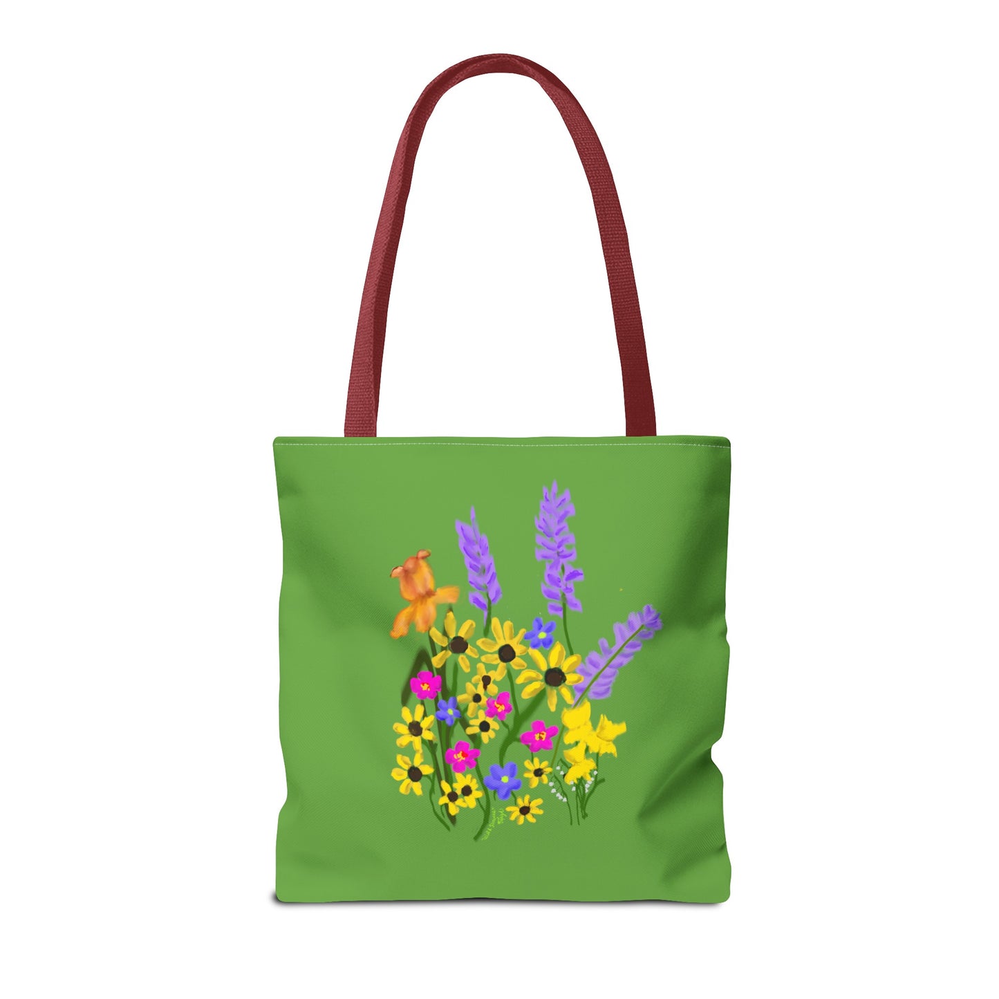 Scribbles Wildflowers - Green - Tote Bag (AOP)