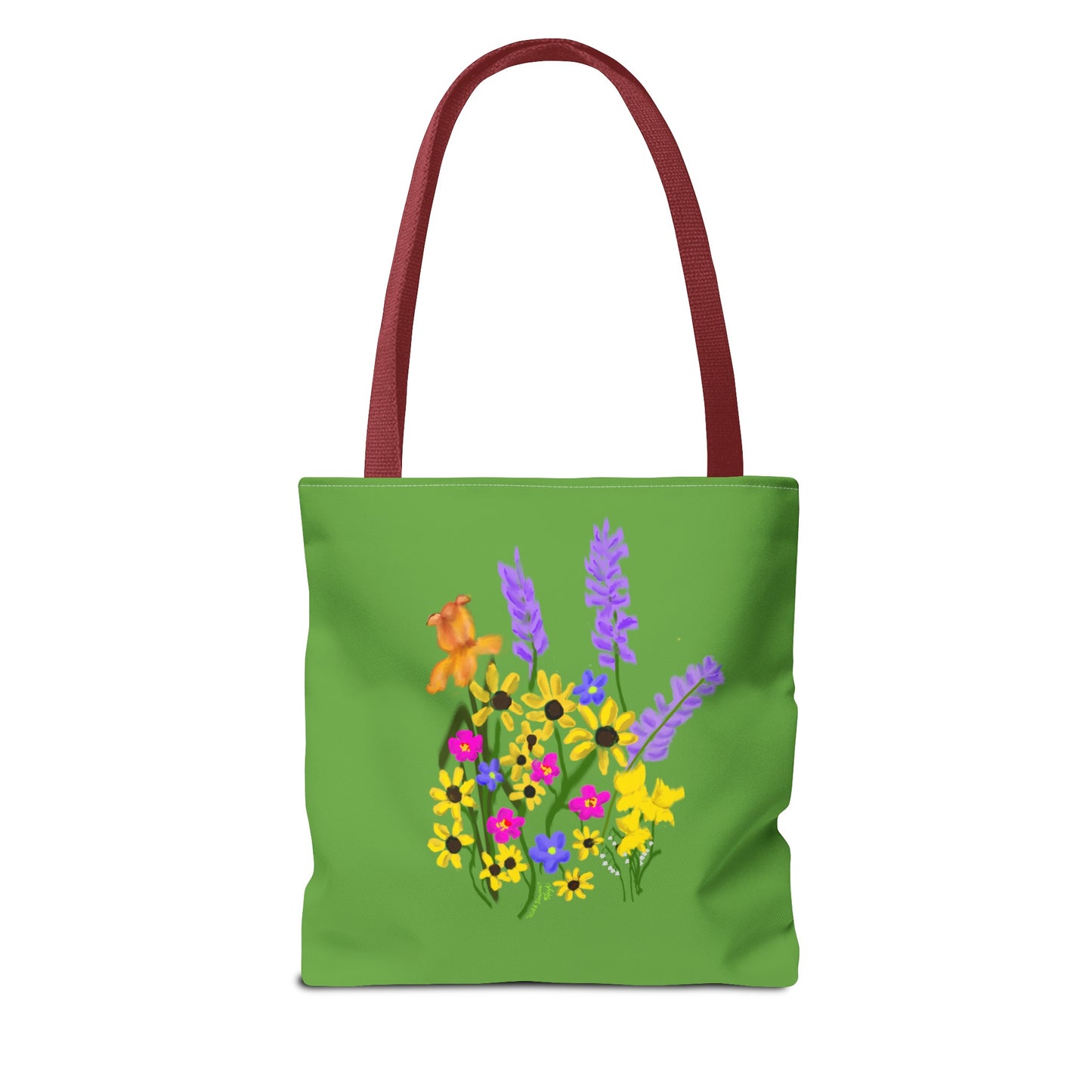 Scribbles Wildflowers - Green - Tote Bag (AOP)