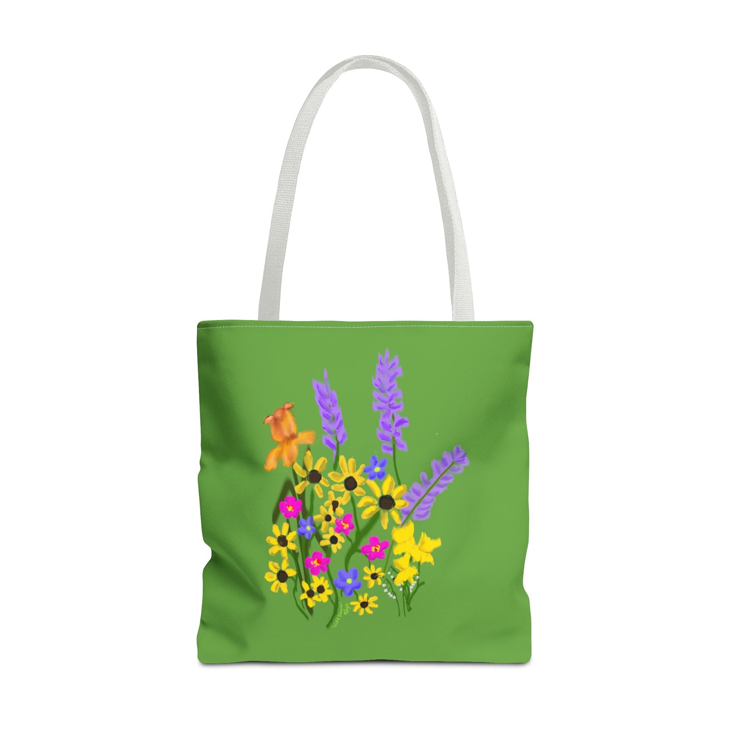 Scribbles Wildflowers - Green - Tote Bag (AOP)