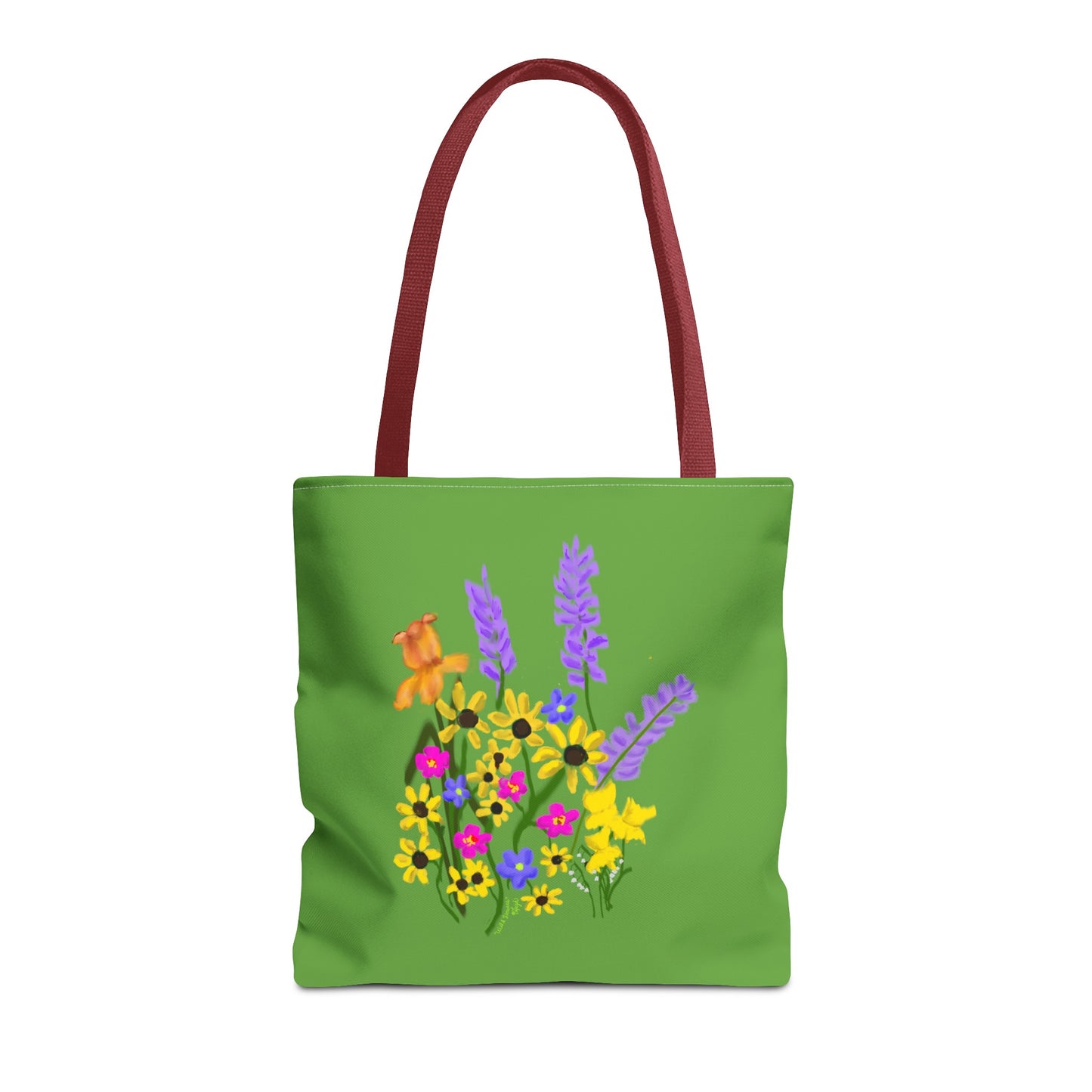 Scribbles Wildflowers - Green - Tote Bag (AOP)