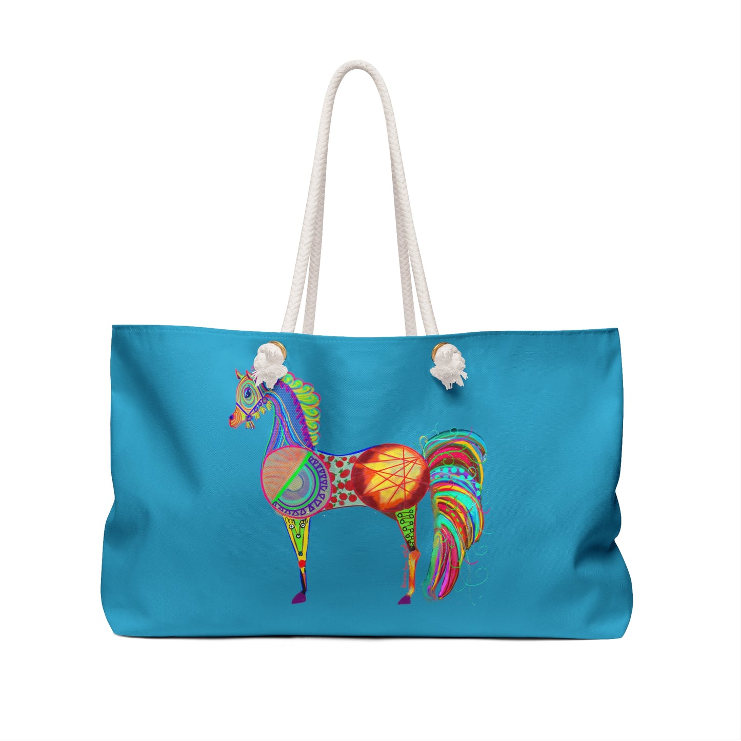 Rainbow Horse in Turquoise Weekender Bag