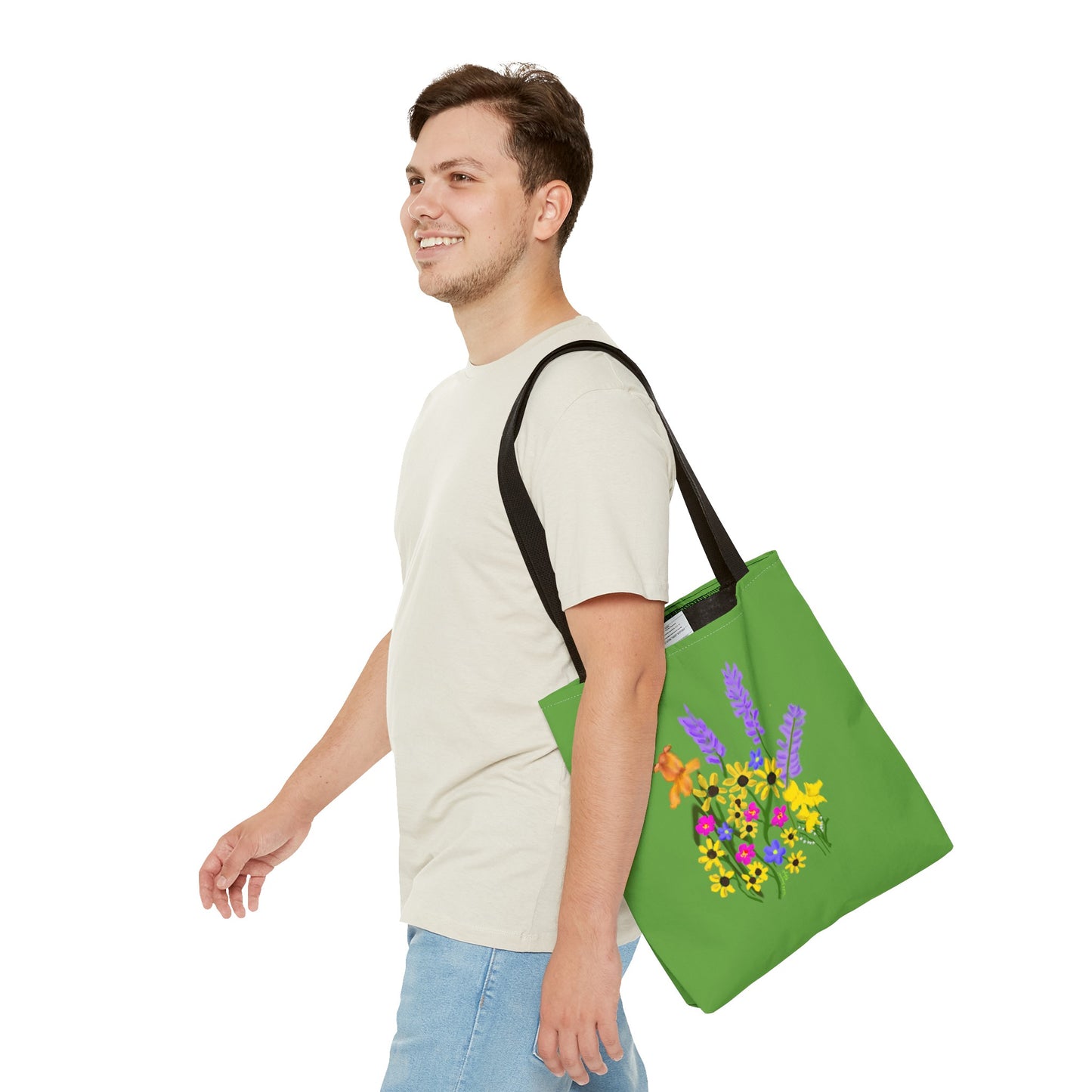 Scribbles Wildflowers - Green - Tote Bag (AOP)