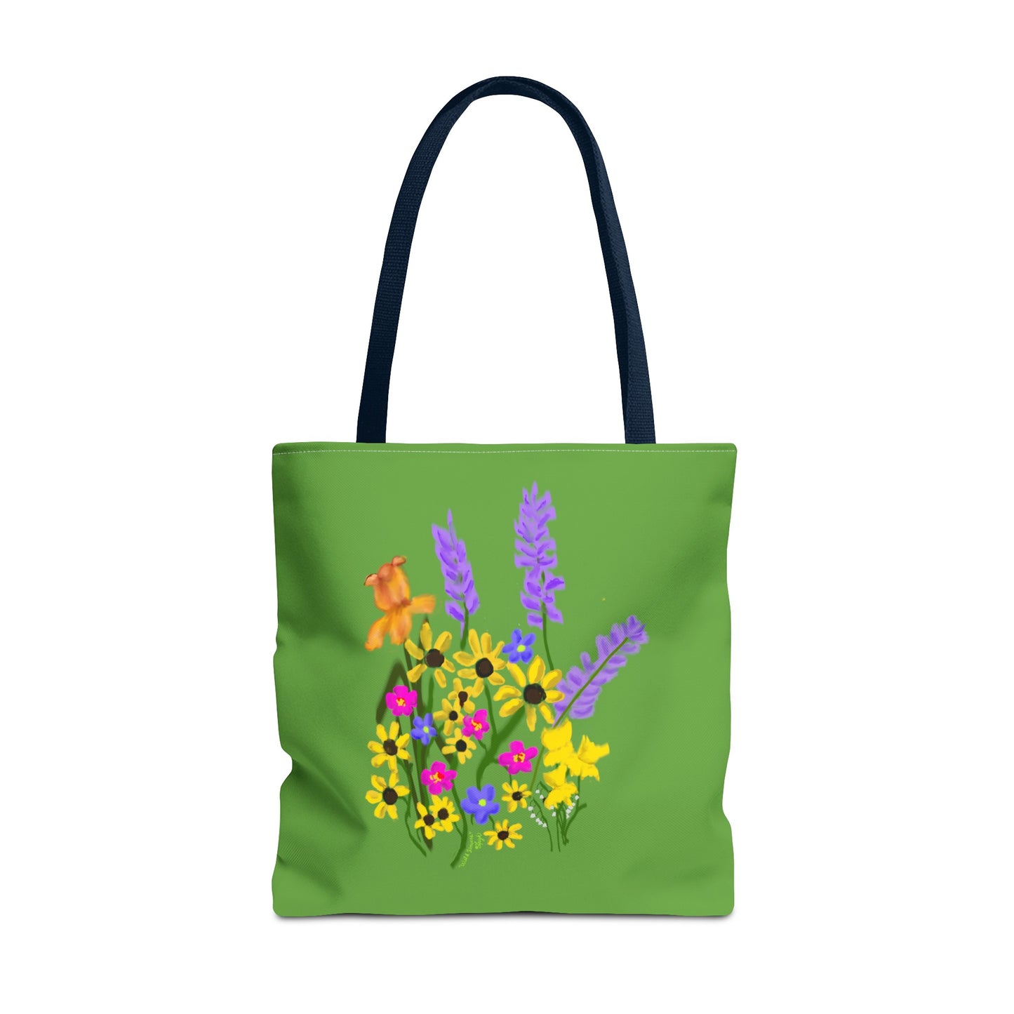 Scribbles Wildflowers - Green - Tote Bag (AOP)