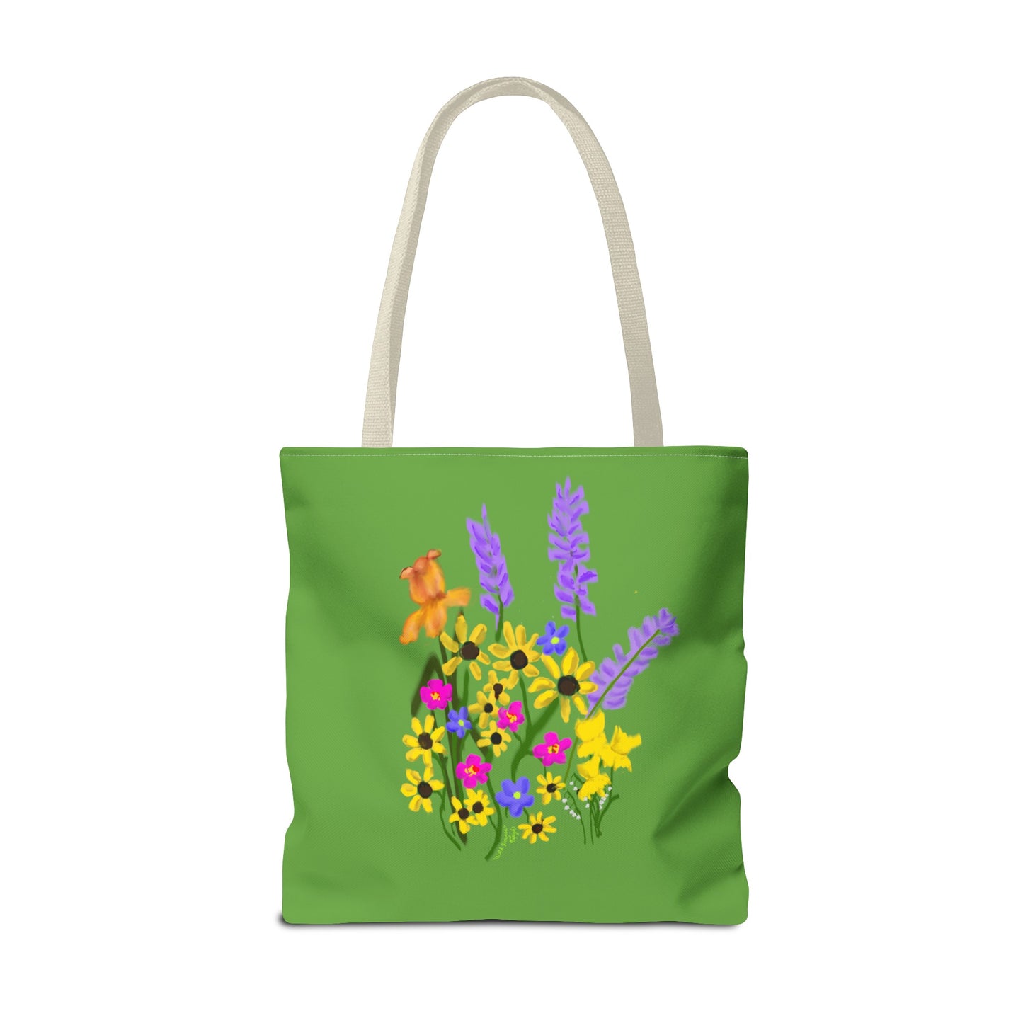 Scribbles Wildflowers - Green - Tote Bag (AOP)