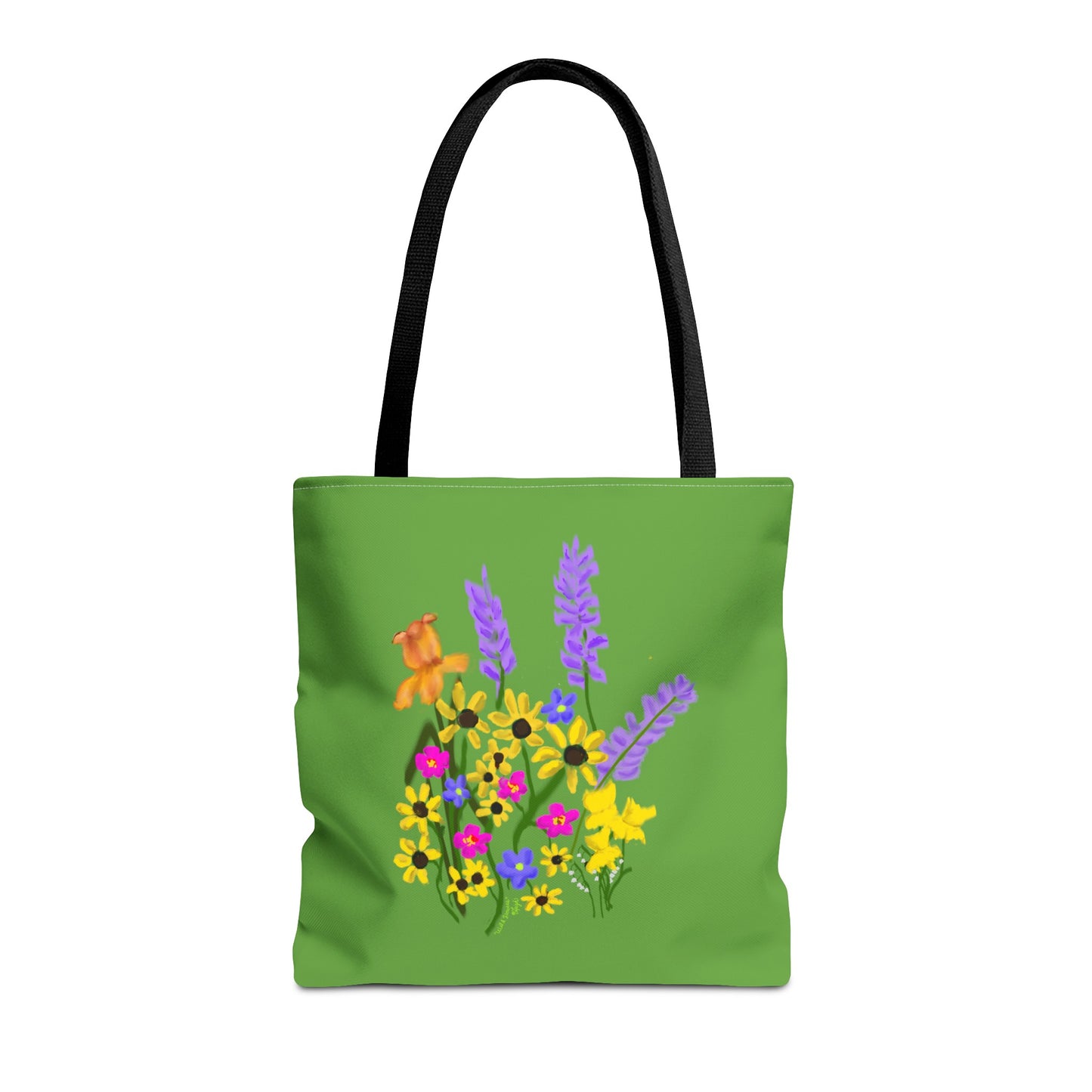 Scribbles Wildflowers - Green - Tote Bag (AOP)