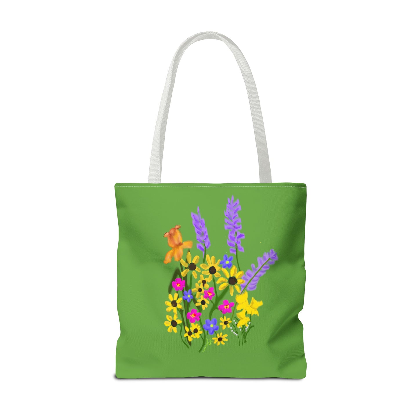 Scribbles Wildflowers - Green - Tote Bag (AOP)