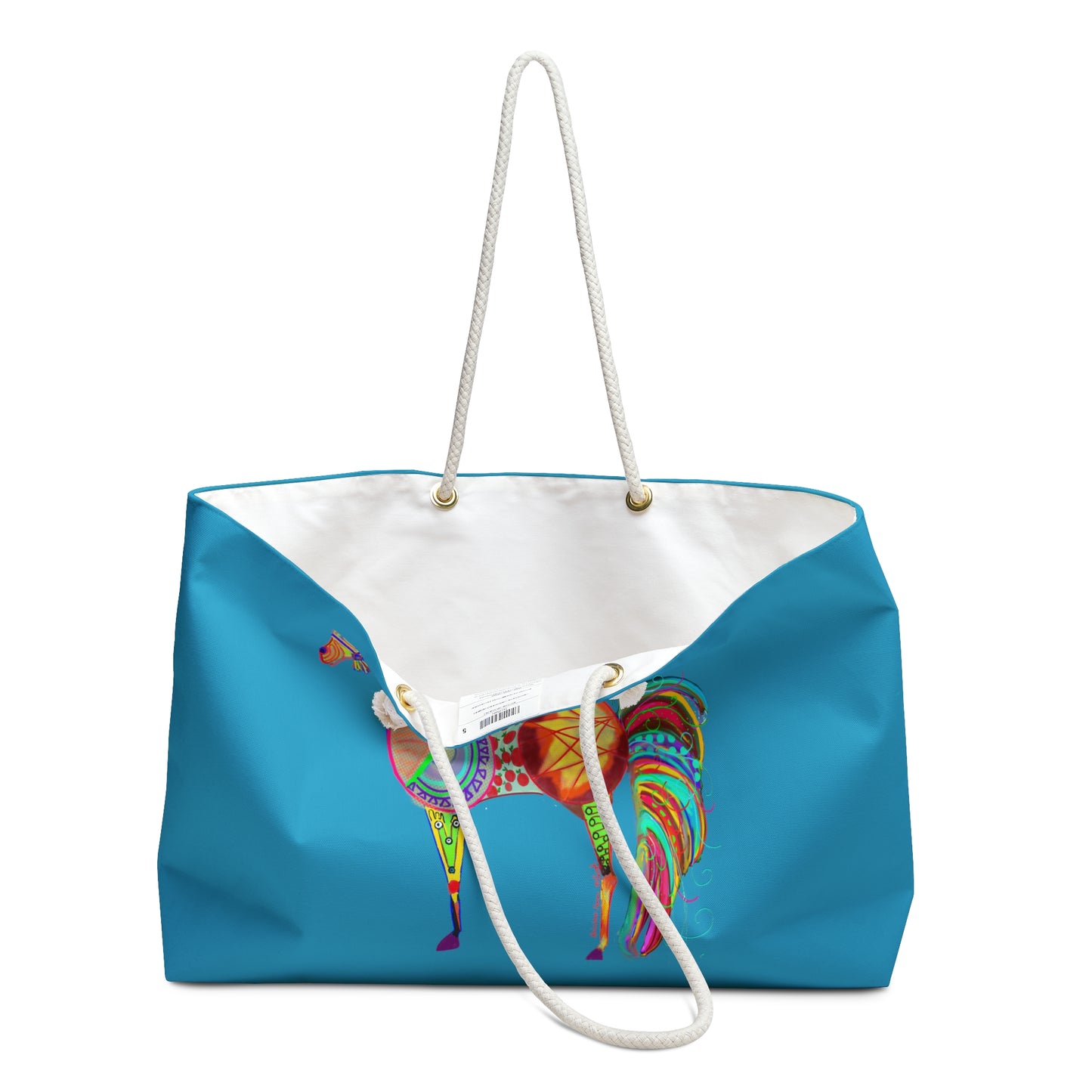 Rainbow Horse in Turquoise Weekender Bag