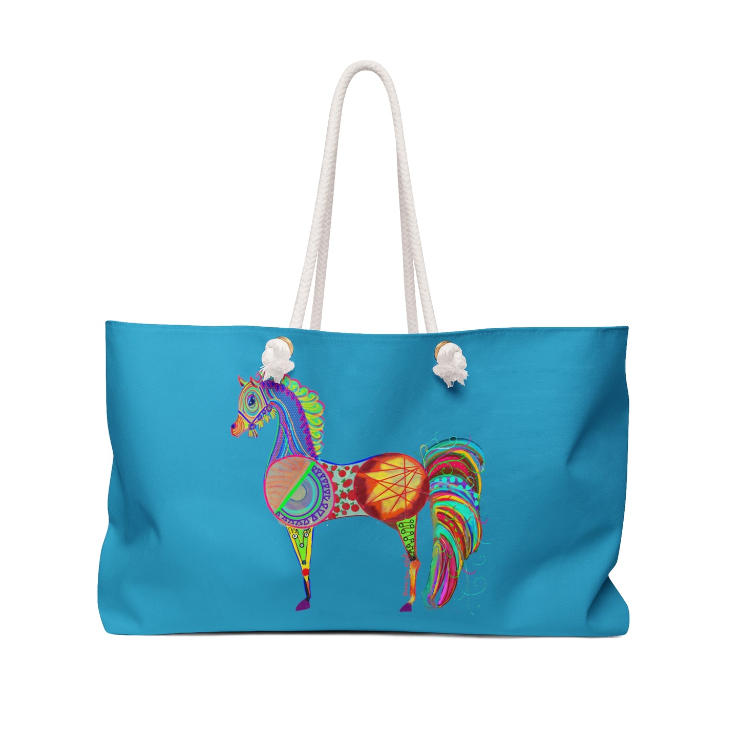 Rainbow Horse in Turquoise Weekender Bag