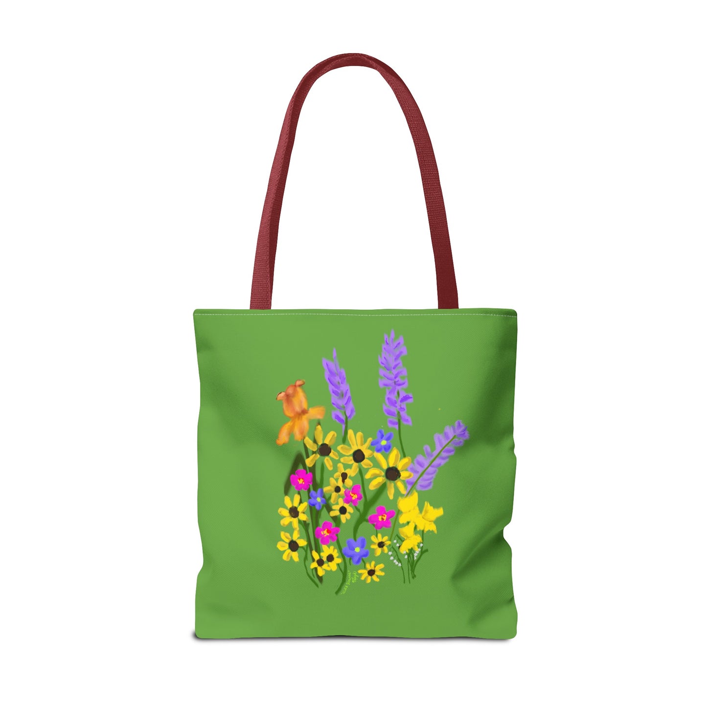 Scribbles Wildflowers - Green - Tote Bag (AOP)