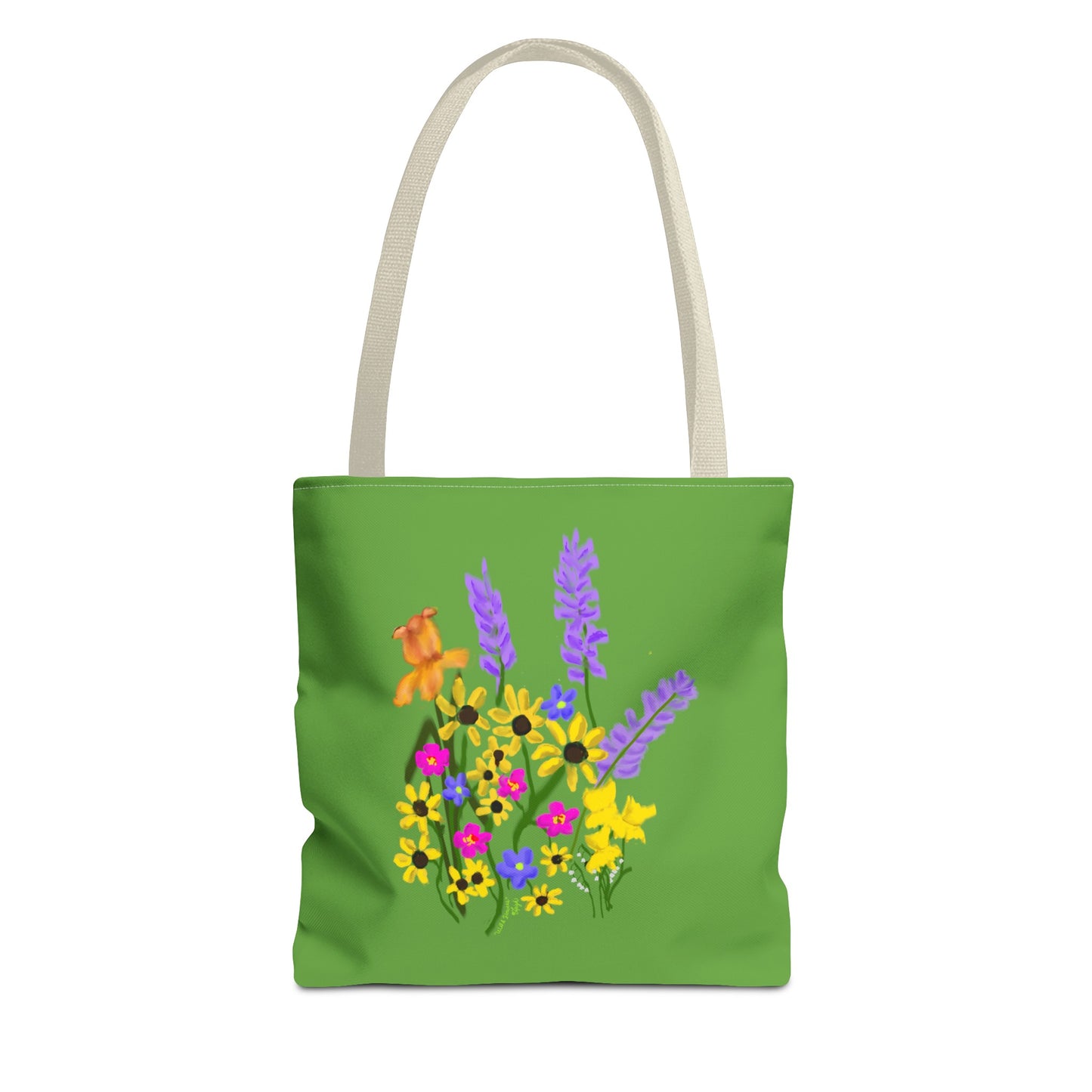 Scribbles Wildflowers - Green - Tote Bag (AOP)