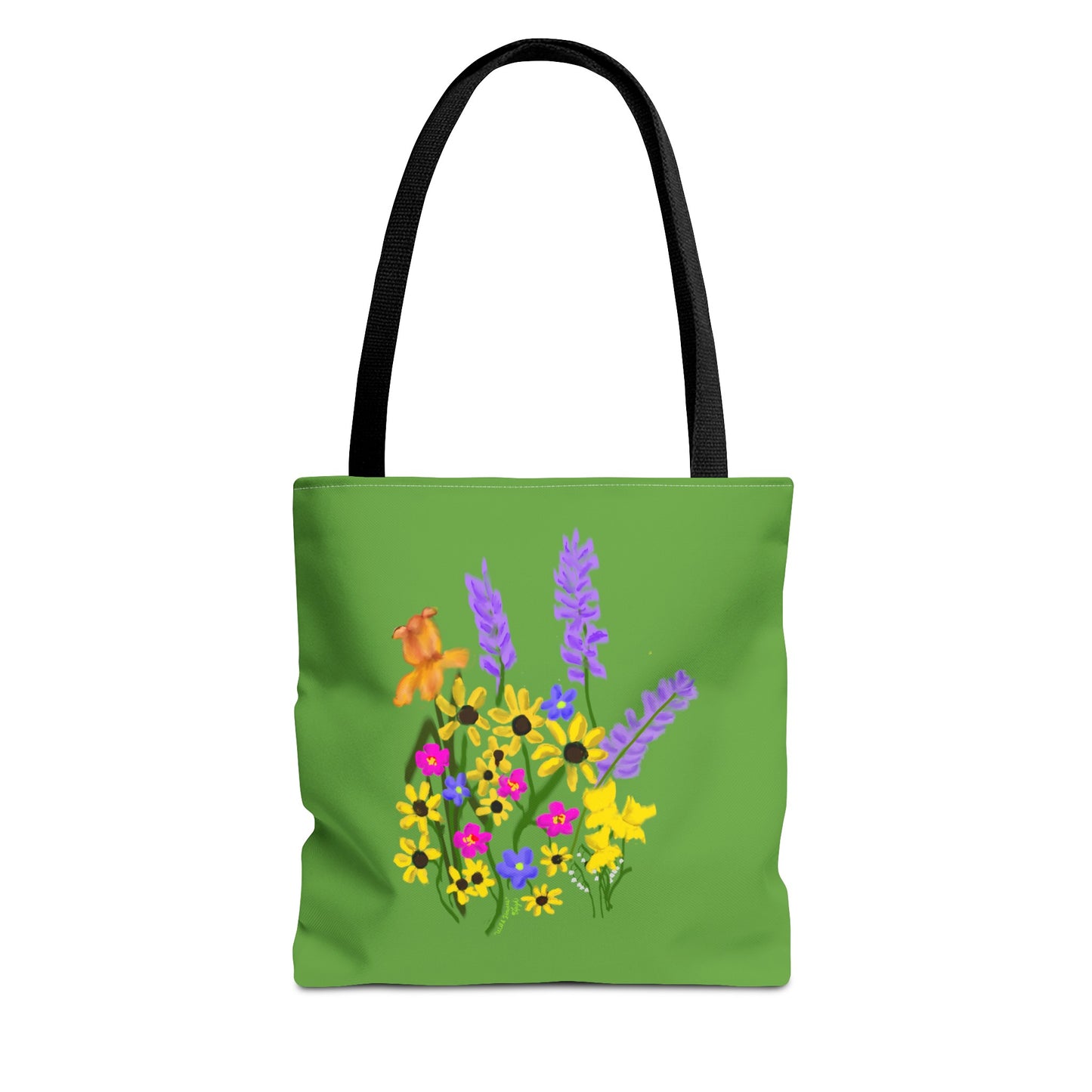 Scribbles Wildflowers - Green - Tote Bag (AOP)