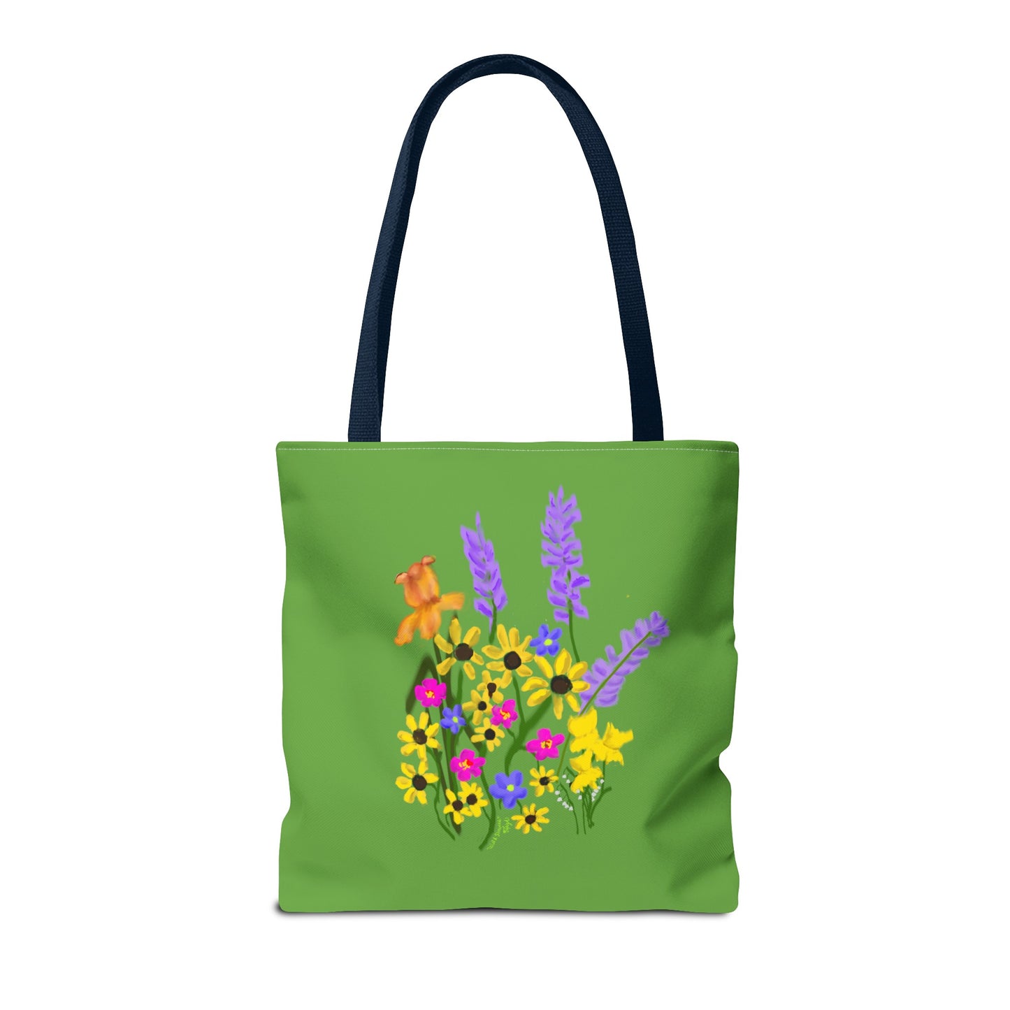 Scribbles Wildflowers - Green - Tote Bag (AOP)