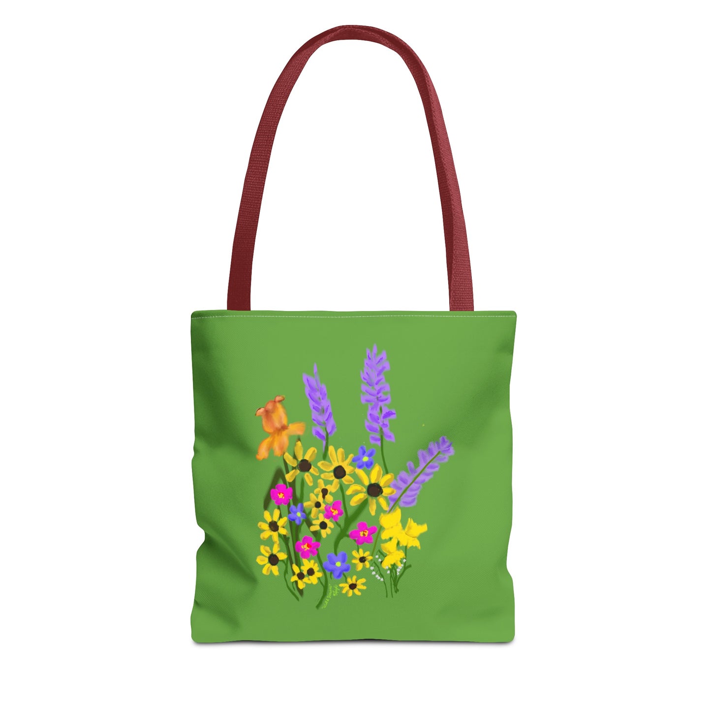 Scribbles Wildflowers - Green - Tote Bag (AOP)