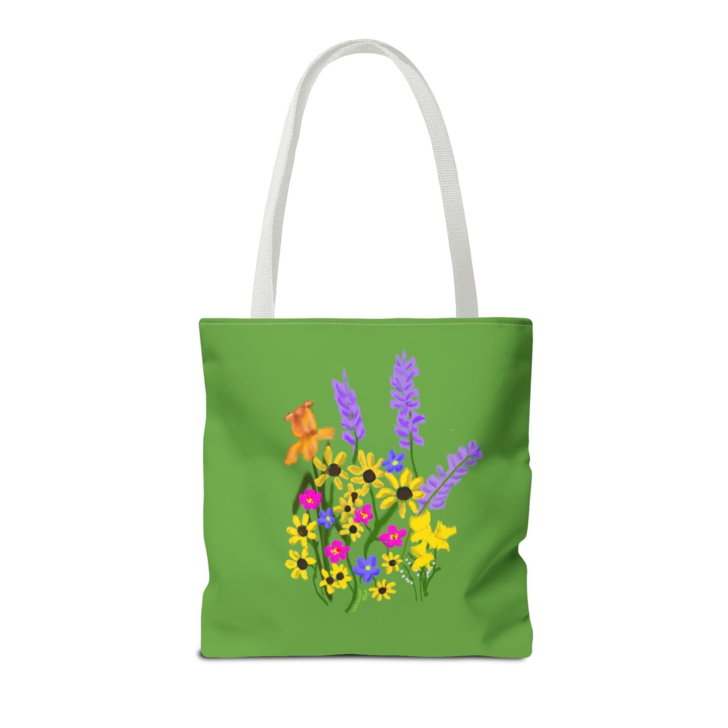 Scribbles Wildflowers - Green - Tote Bag (AOP)