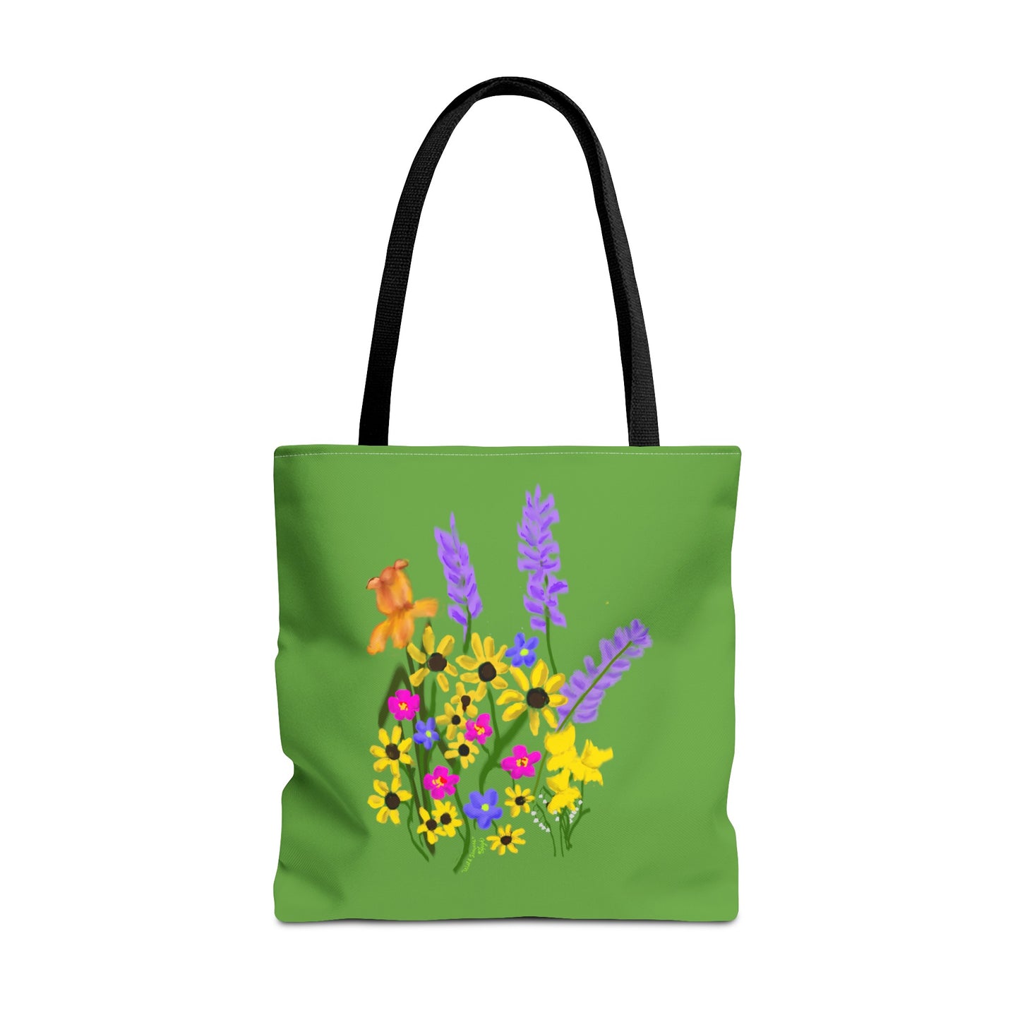 Scribbles Wildflowers - Green - Tote Bag (AOP)