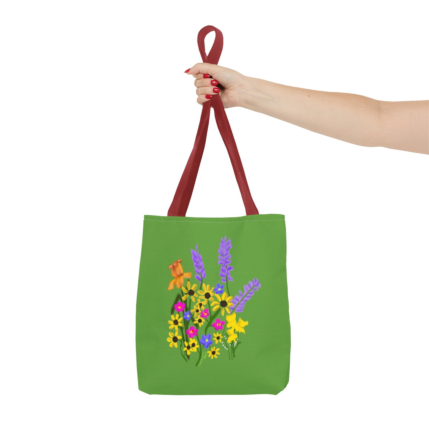 Scribbles Wildflowers - Green - Tote Bag (AOP)