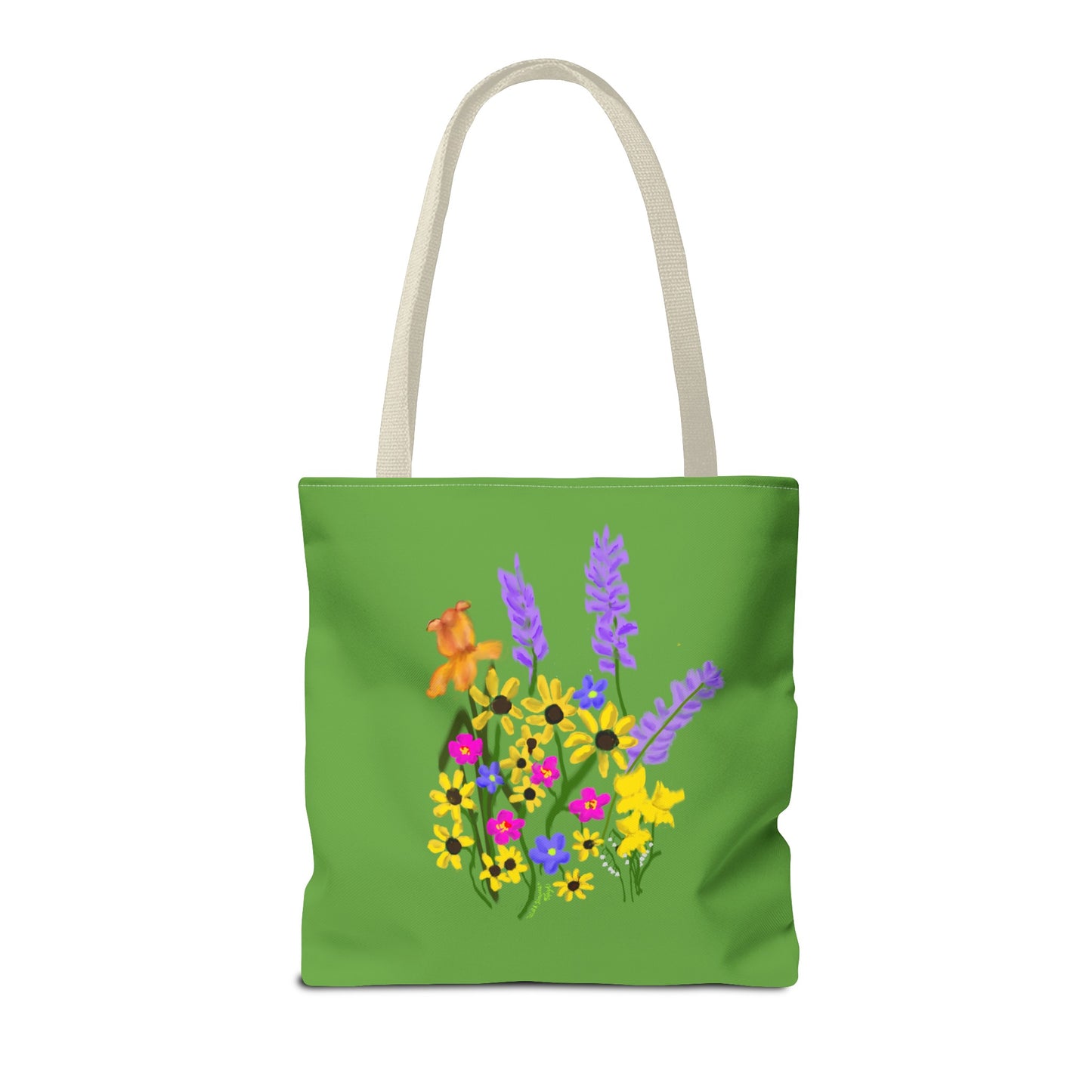 Scribbles Wildflowers - Green - Tote Bag (AOP)