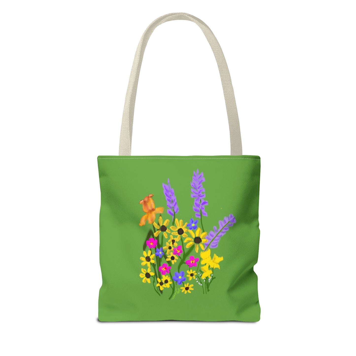 Scribbles Wildflowers - Green - Tote Bag (AOP)