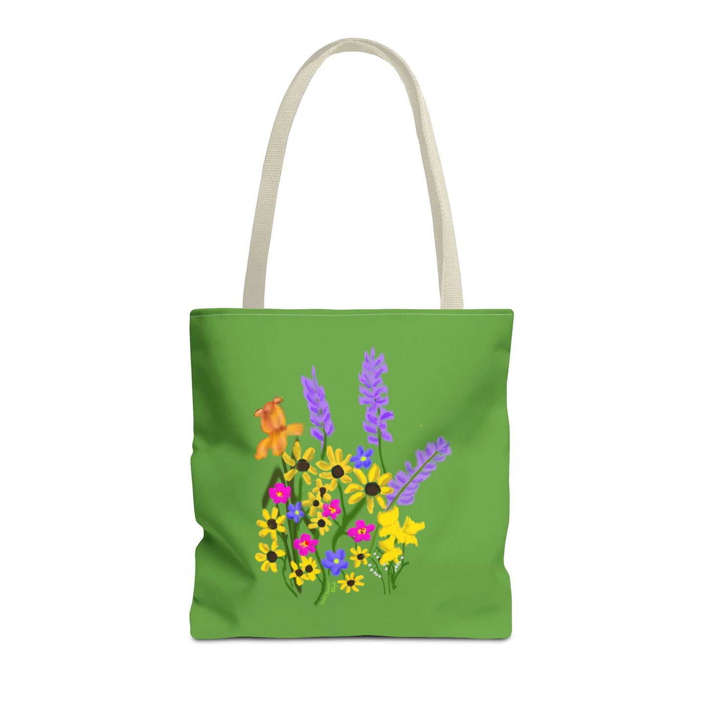 Scribbles Wildflowers - Green - Tote Bag (AOP)