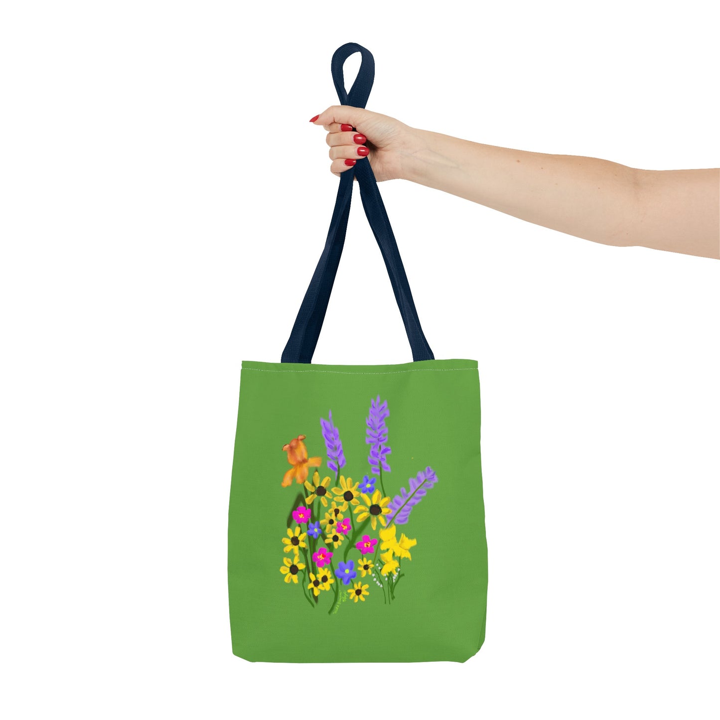 Scribbles Wildflowers - Green - Tote Bag (AOP)