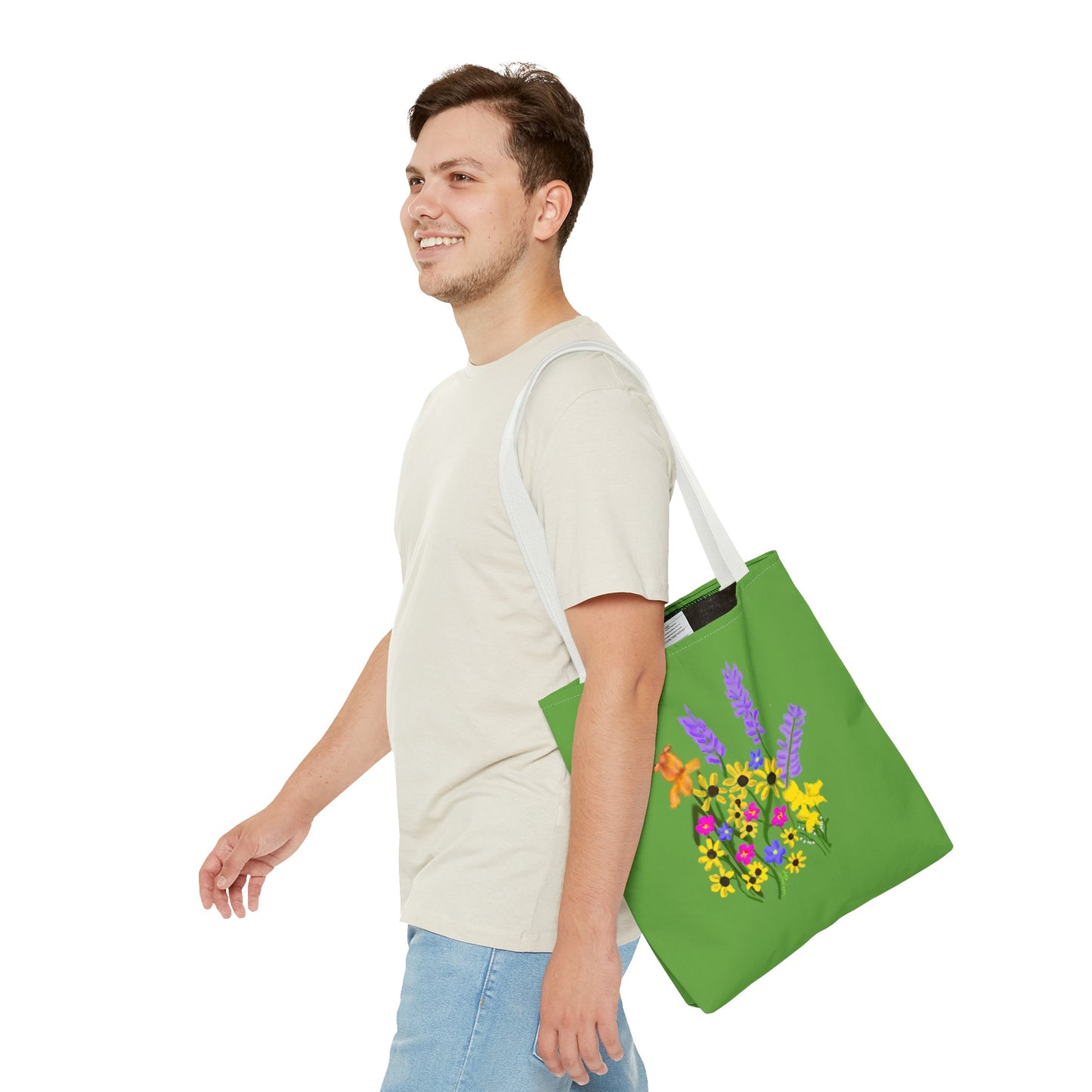 Scribbles Wildflowers - Green - Tote Bag (AOP)