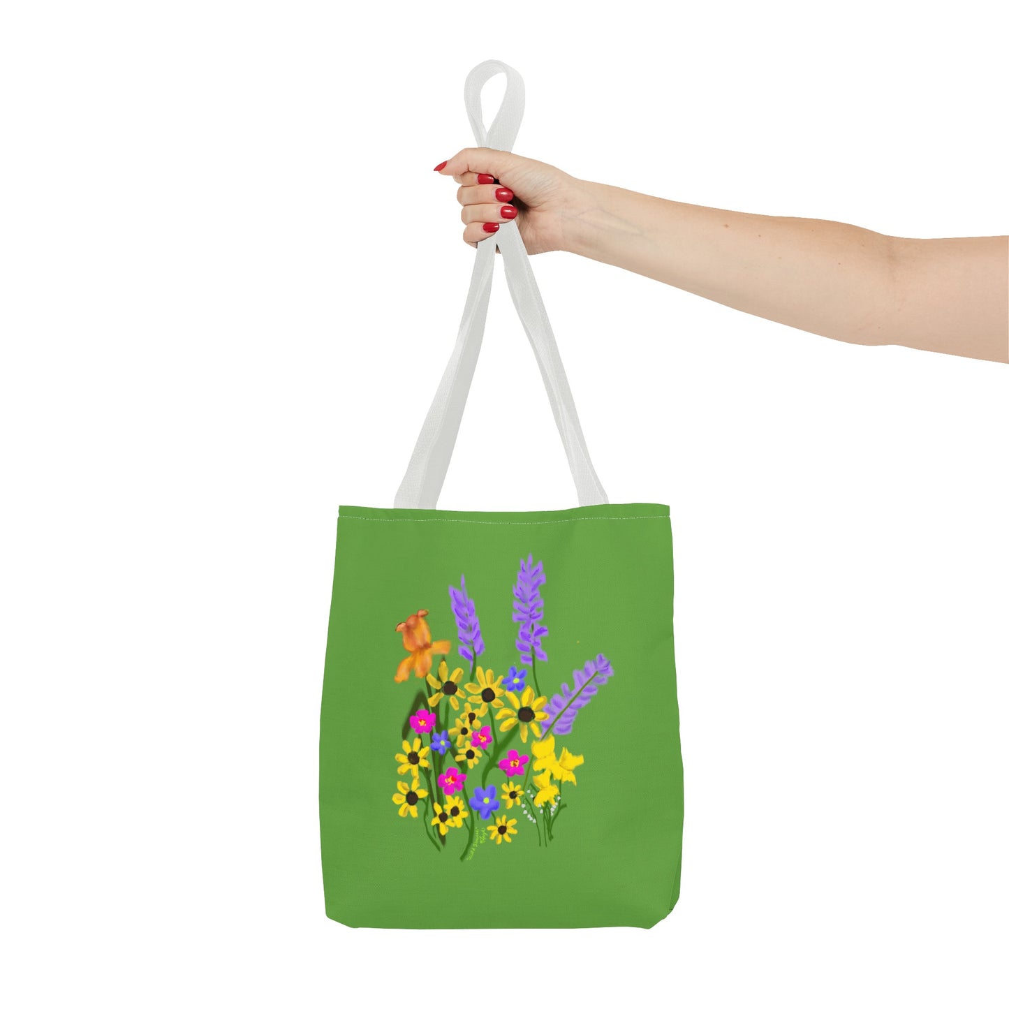 Scribbles Wildflowers - Green - Tote Bag (AOP)